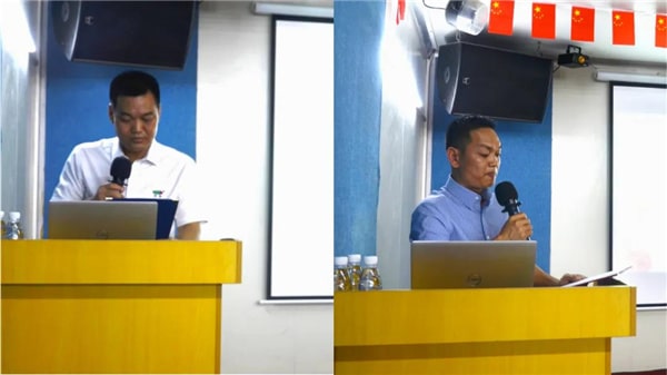 中境董事長（左），總經理（右）發(fā)表講話